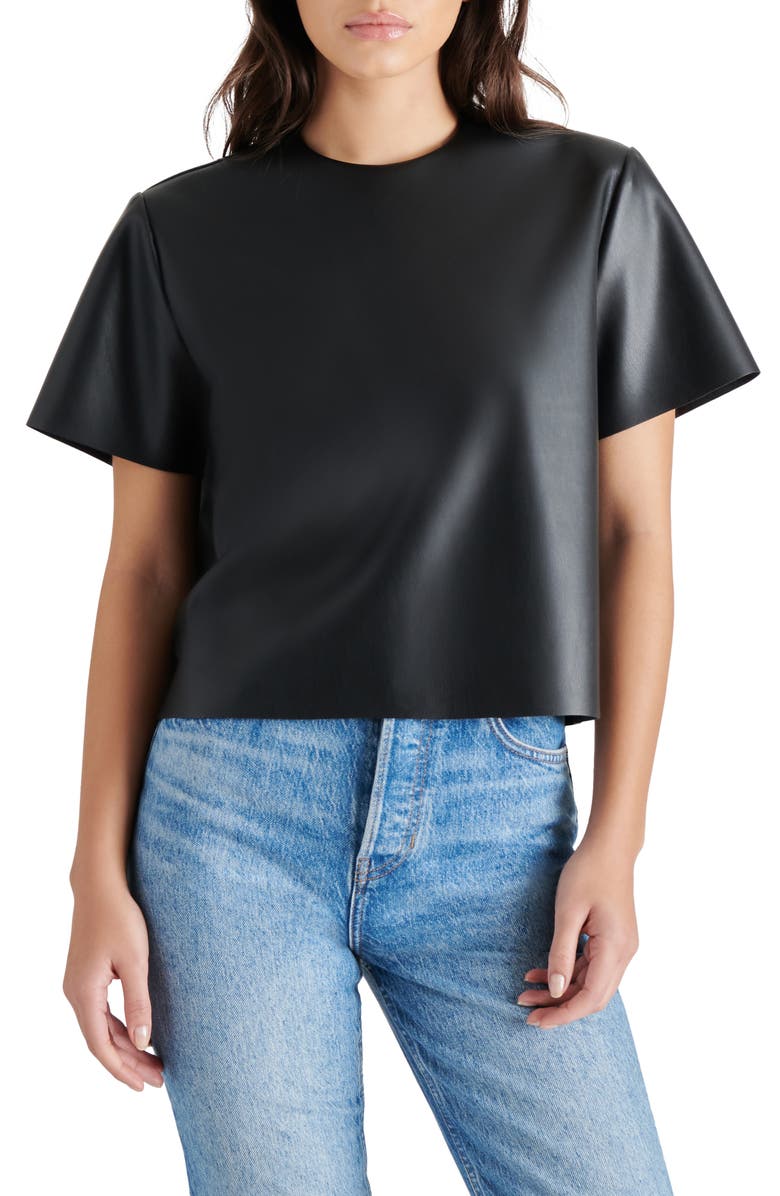 Steve Madden Ezra Faux Leather Top, Main, color,