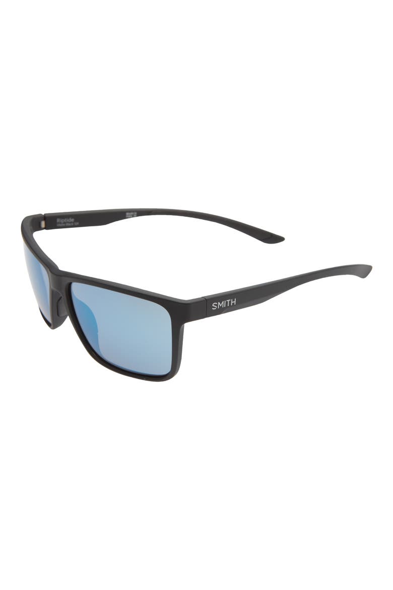 Riptide 61mm Polarized Sport Square Sunglasses, Alternate, color, MATTE BLACK / CHROMAPOP GLASS POLARIZED BLUE MIRROR