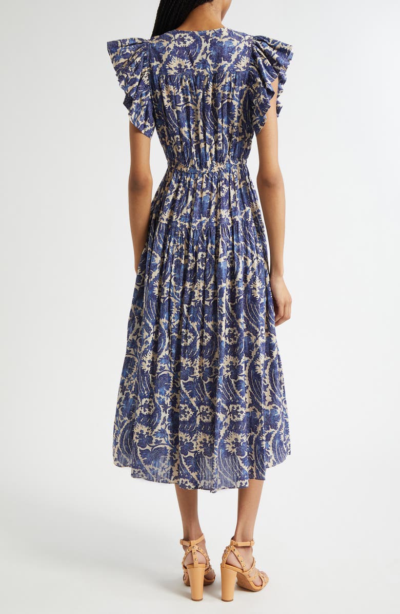 Ulla Johnson Kairi Flutter Sleeve Midi Dress, Alternate, color, Ocean