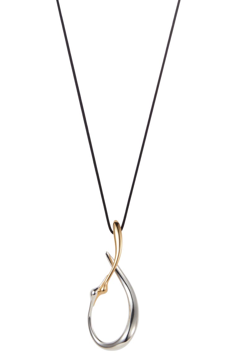 Large Egret Two-Tone Rope Pendant Necklace, Alternate, color, TWO-TONE