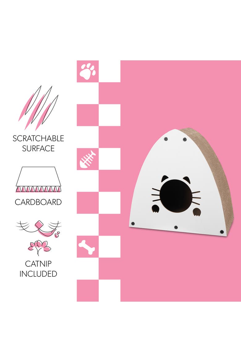 Koko Cardboard Triangle Cat Cave Scratcher with Catnip, Alternate, color, Gray