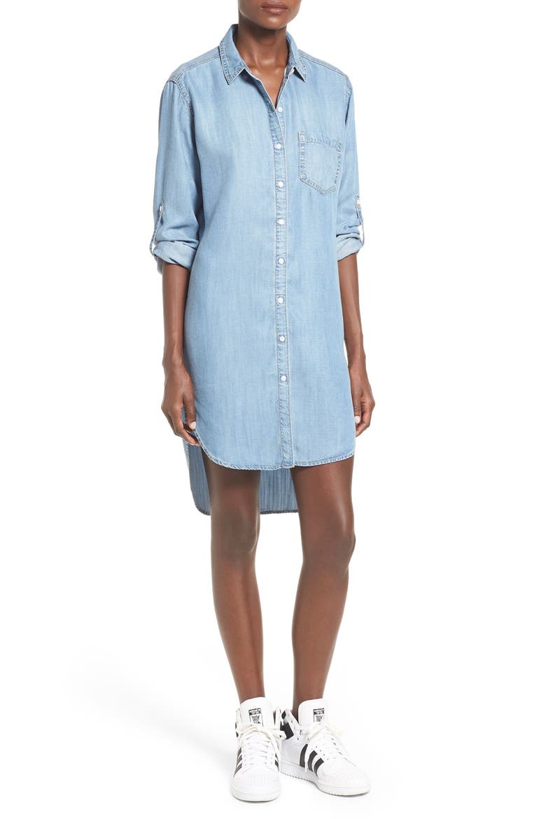 Chambray Shirtdress, Main, color, LIGHT DENIM