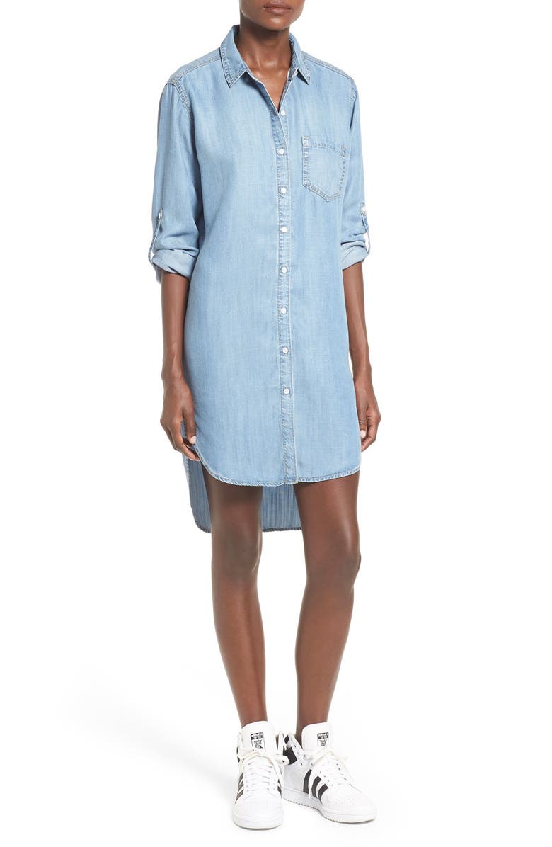 Sneak Peek Chambray Shirtdress, Main, color, 