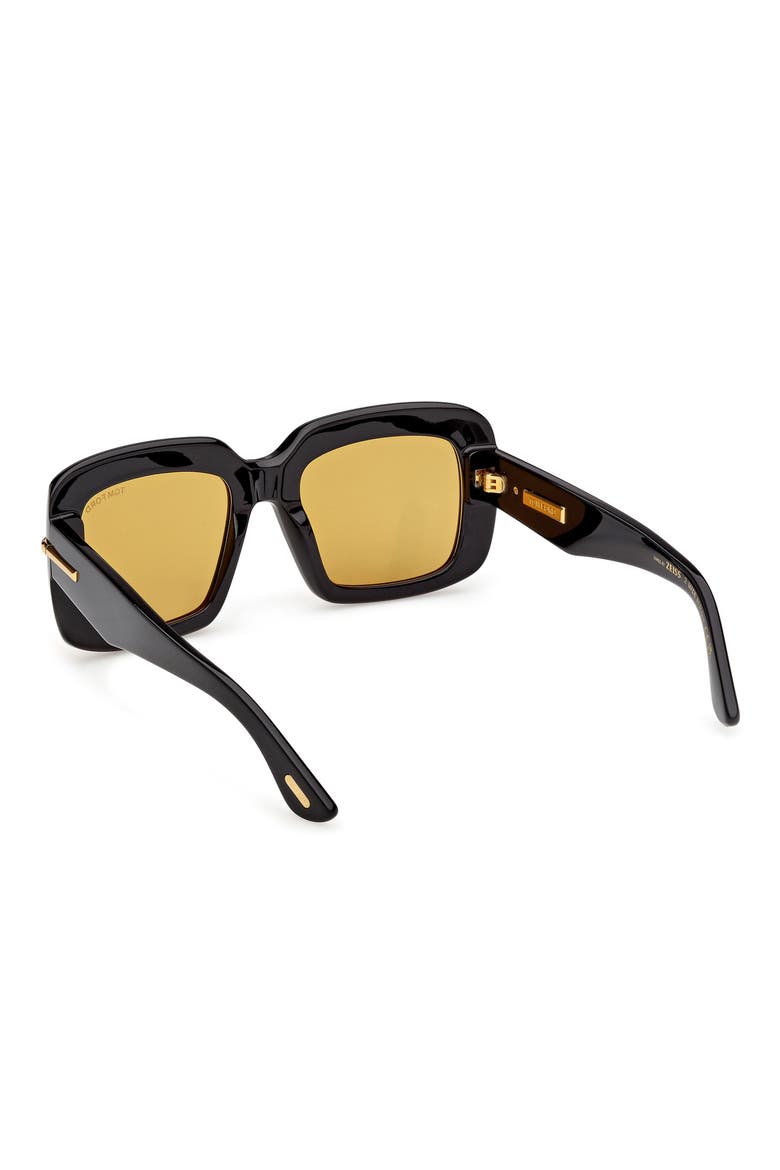 53mm Square Sunglasses, Alternate, color, BLACK / BAGUETTE / VICUNA LENS