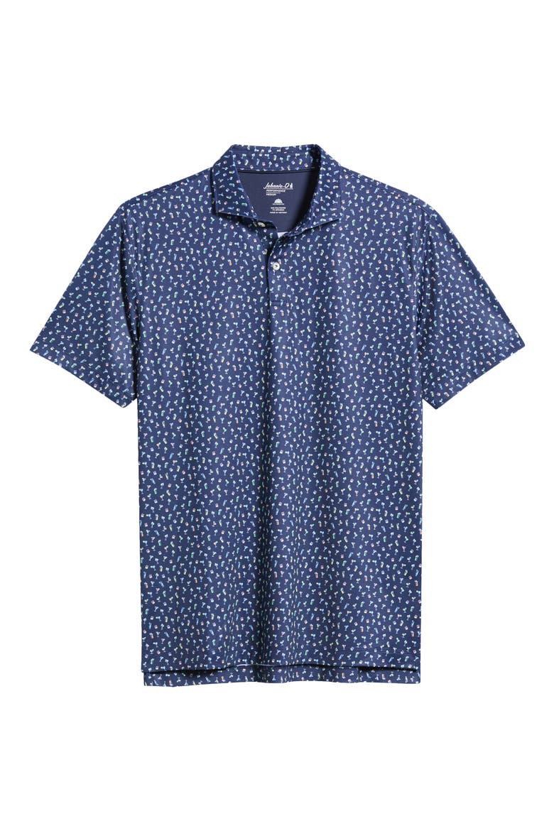 Pop Tails Cocktail Print Performance Jersey Polo, Alternate, color, NAVY