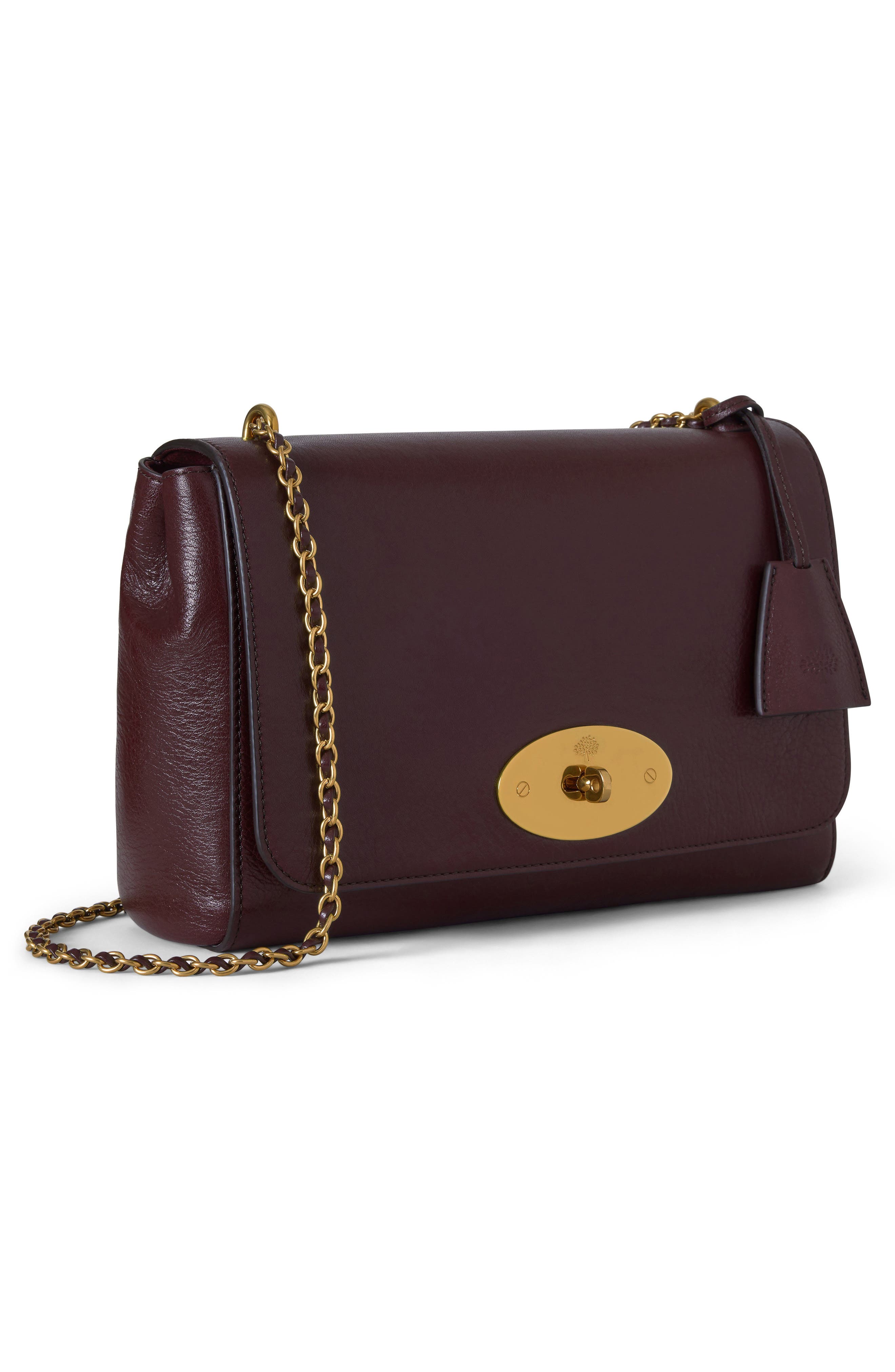 Mulberry Medium Lily High Shine Leather Shoulder Bag, Alternate, color, Oxblood