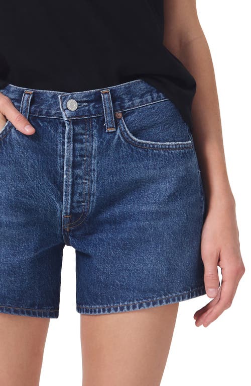 Agolde Parker Cutoff High Waist Relaxed Organic Cotton Denim Shorts In Enamour (dk Vint Ind)