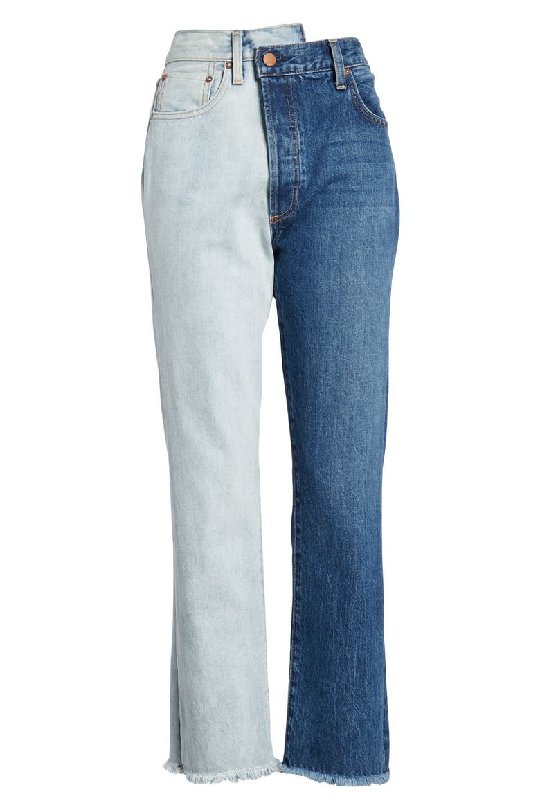 Amazing Two-Tone High Waist Boyfriend Jeans, Alternate, color, DOUBLE VISION - INDIGO