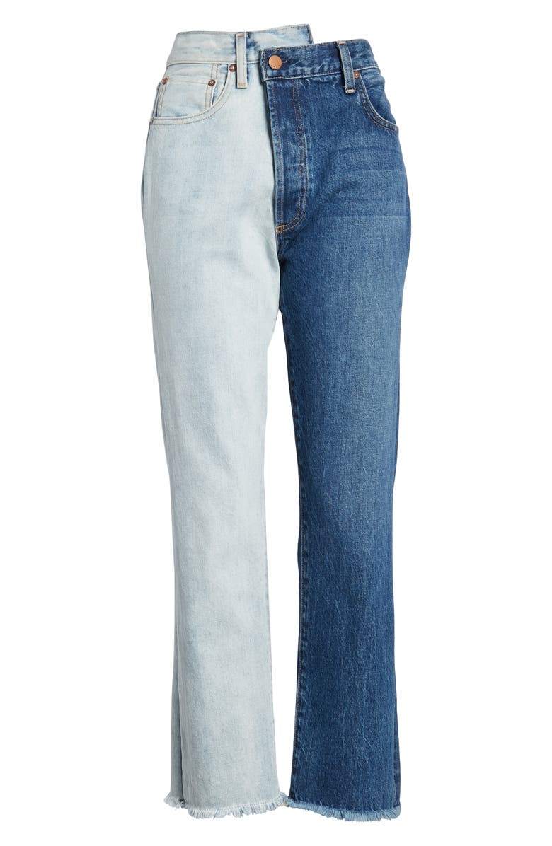 Alice + Olivia Jeans Amazing Two-Tone High Waist Boyfriend Jeans, Alternate, color,