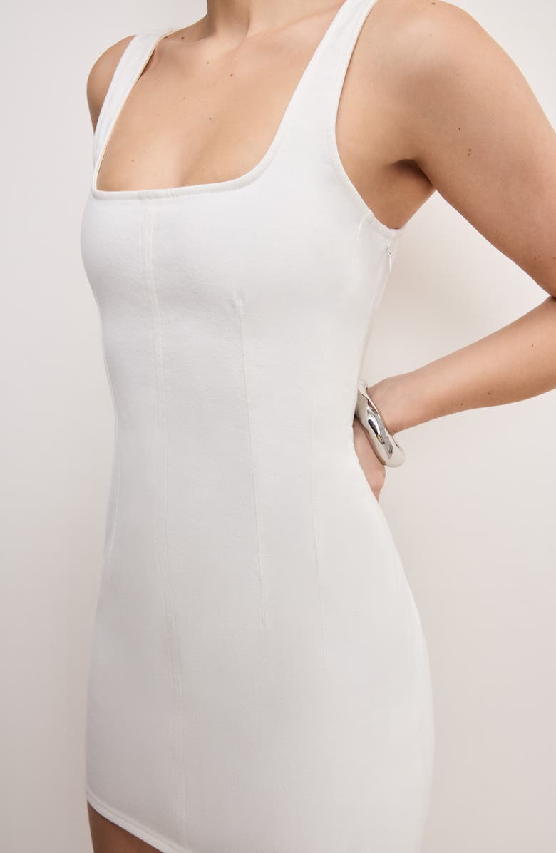 Good American Sleeveless Denim Minidress, Alternate, color, Cloud White001