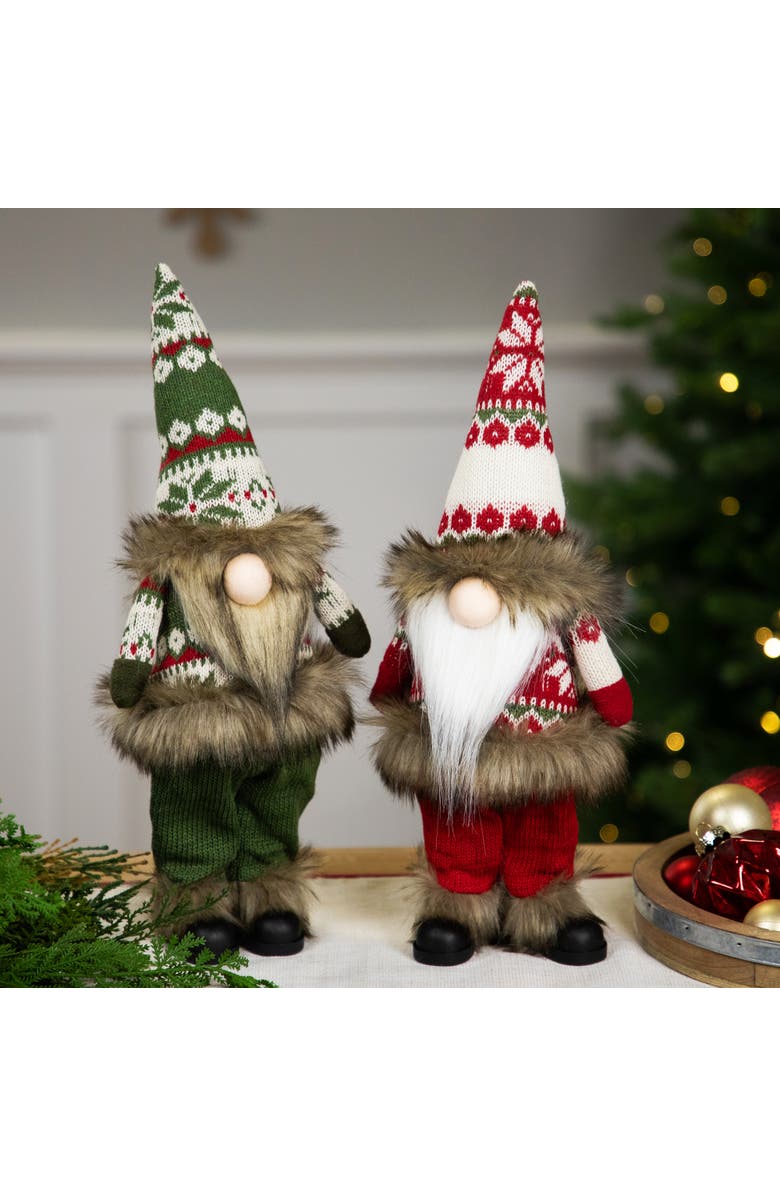 Northlight Standing Gnome with Knitted Outfit Christmas Figure - 16" - Green, Alternate, color, Green