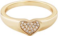Adornia Pavé CZ Heart Signet Ring