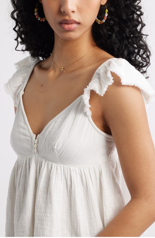 Bp. Cotton Gauze Babydoll Top In White