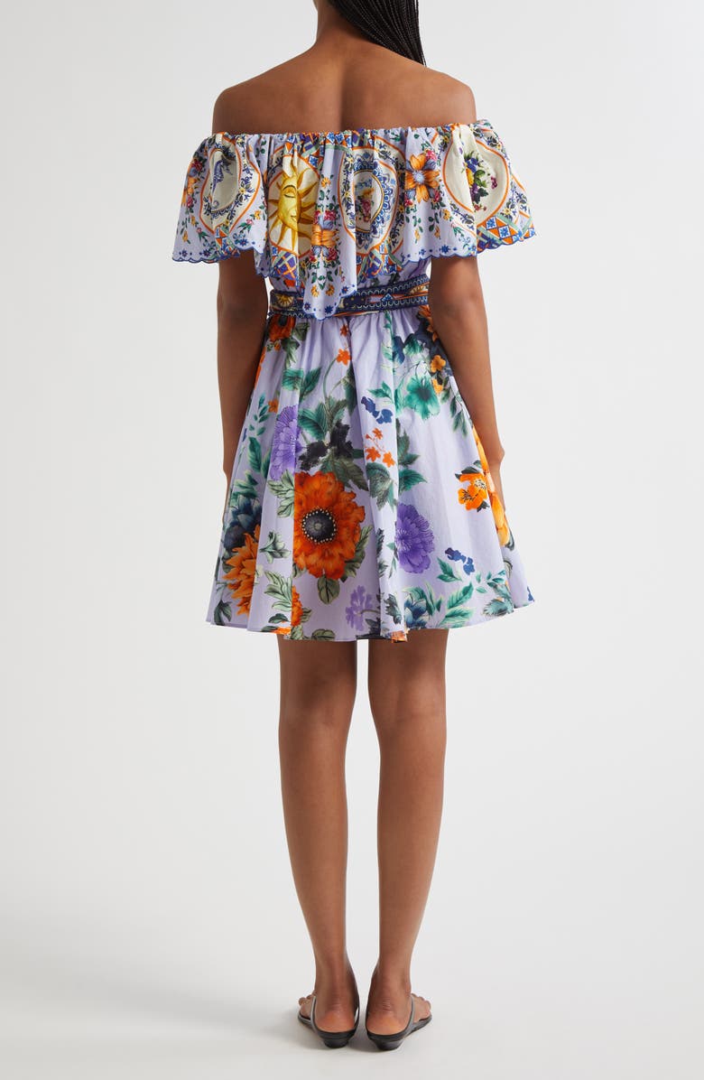 Camilla Luscious in Lisbon Off the Shoulder Belted Organic Cotton Dress, Alternate, color, Luscious In Lisbon