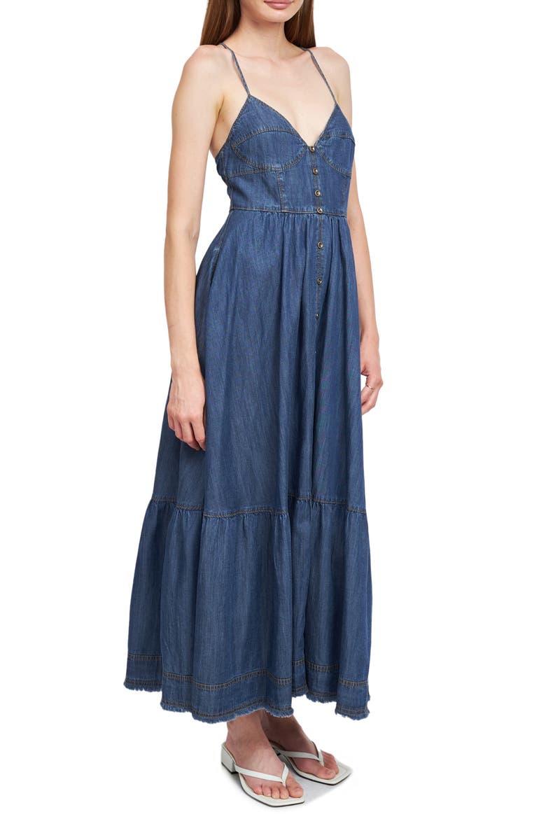 Serene Racerback Denim Maxi Dress, Alternate, color, DENIM