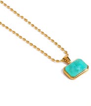 Outofoffice Amazonite Gemstone Necklace Gold Layering Pendant