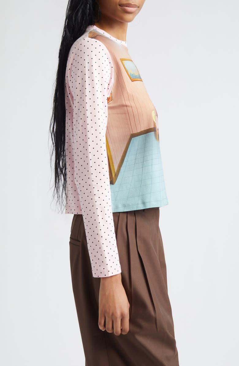 Ashley Williams Bathroom Print Long Sleeve Cotton T-Shirt, Alternate, color, Pink Multi