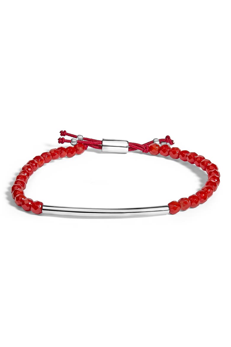 Sterling Silver Red Jasper Bead Station Bracelet with Bolo Clasp, Main, color, Silver