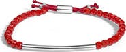 Haus of Brilliance Sterling Silver Red Jasper Bead Station Bracelet with Bolo Clasp