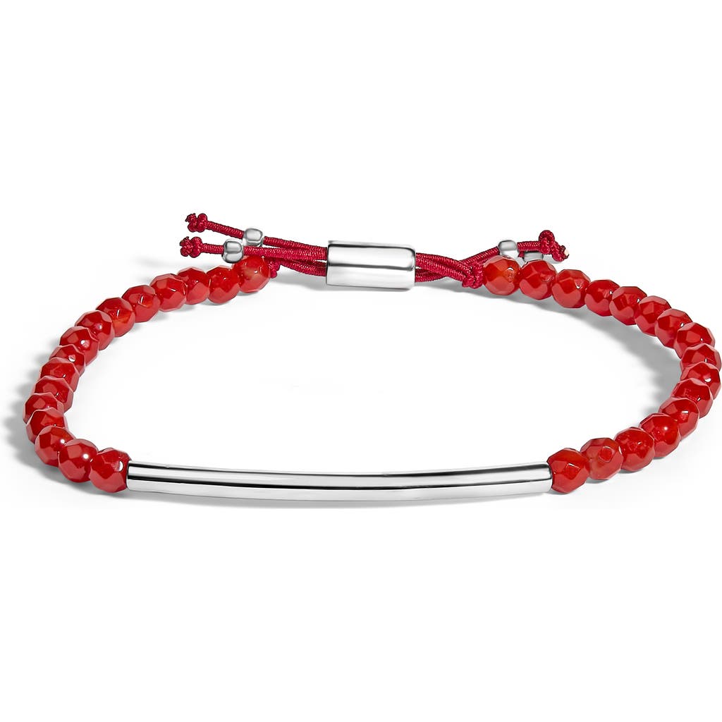 Haus of Brilliance Sterling Silver Red Jasper Bead Station Bracelet with Bolo Clasp at Nordstrom