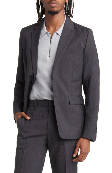 Slim Fit Merino Wool Jacquard Blazer