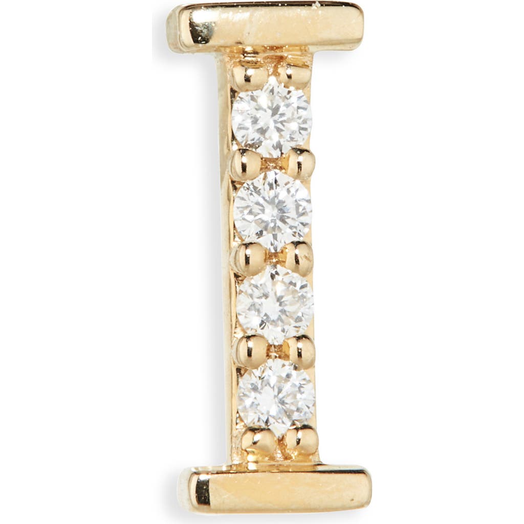 Lana 14k Gold Diamond Initial Single Stud Earring In Brown