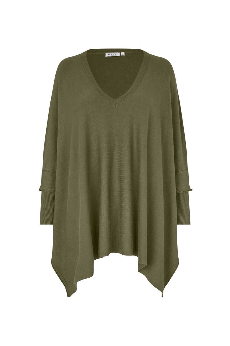 MaFosna Long Sleeve V-Neck Poncho, Alternate, color, Ivy Green