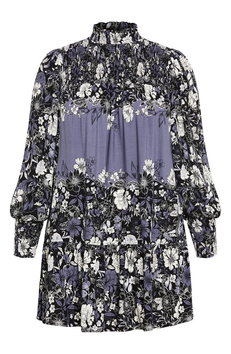 City Chic Cassia Long Sleeve Shift Dress, Alternate, color, Blue Floral Plc