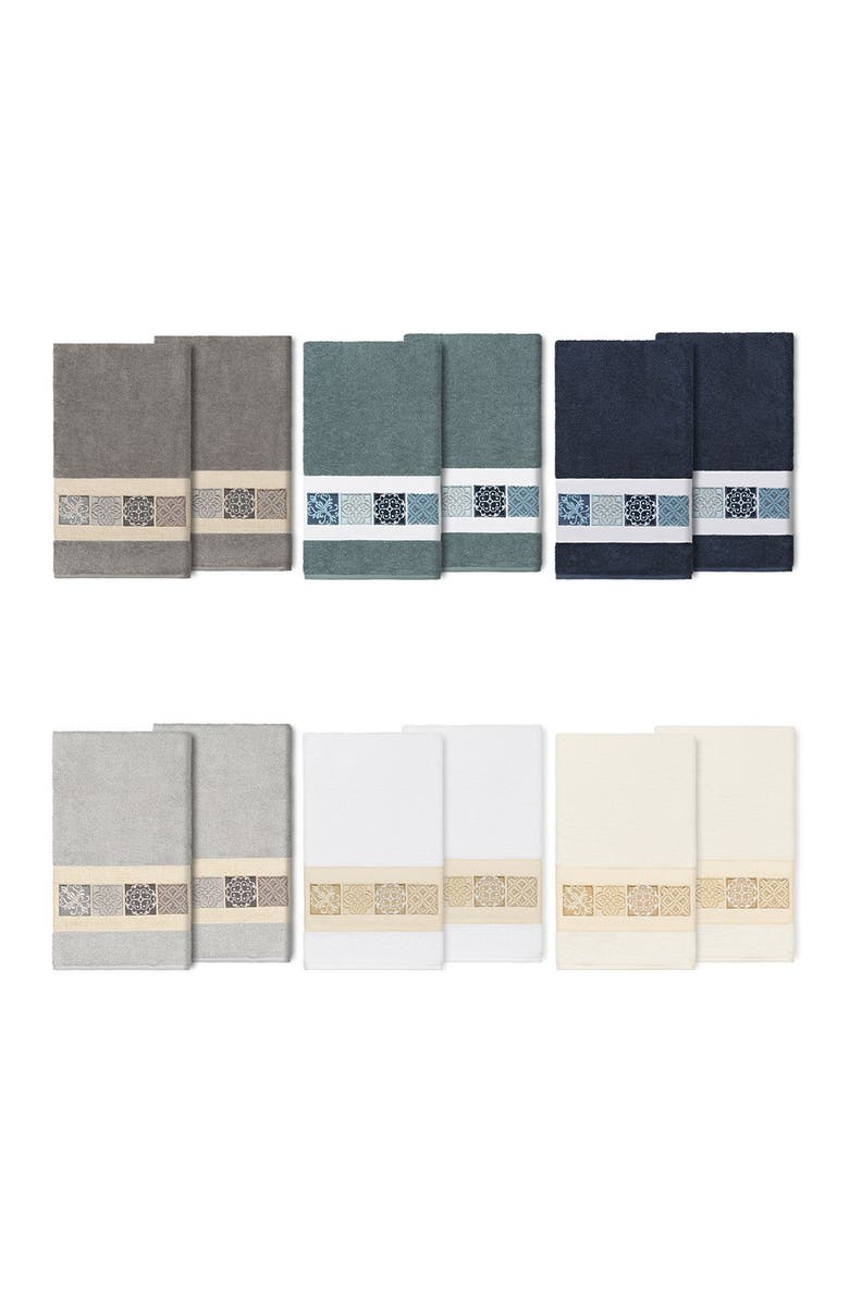 Linum Home Textiles Vivian Embellished Bath Towel - Set of 2 - Teal, Main, color, Teal