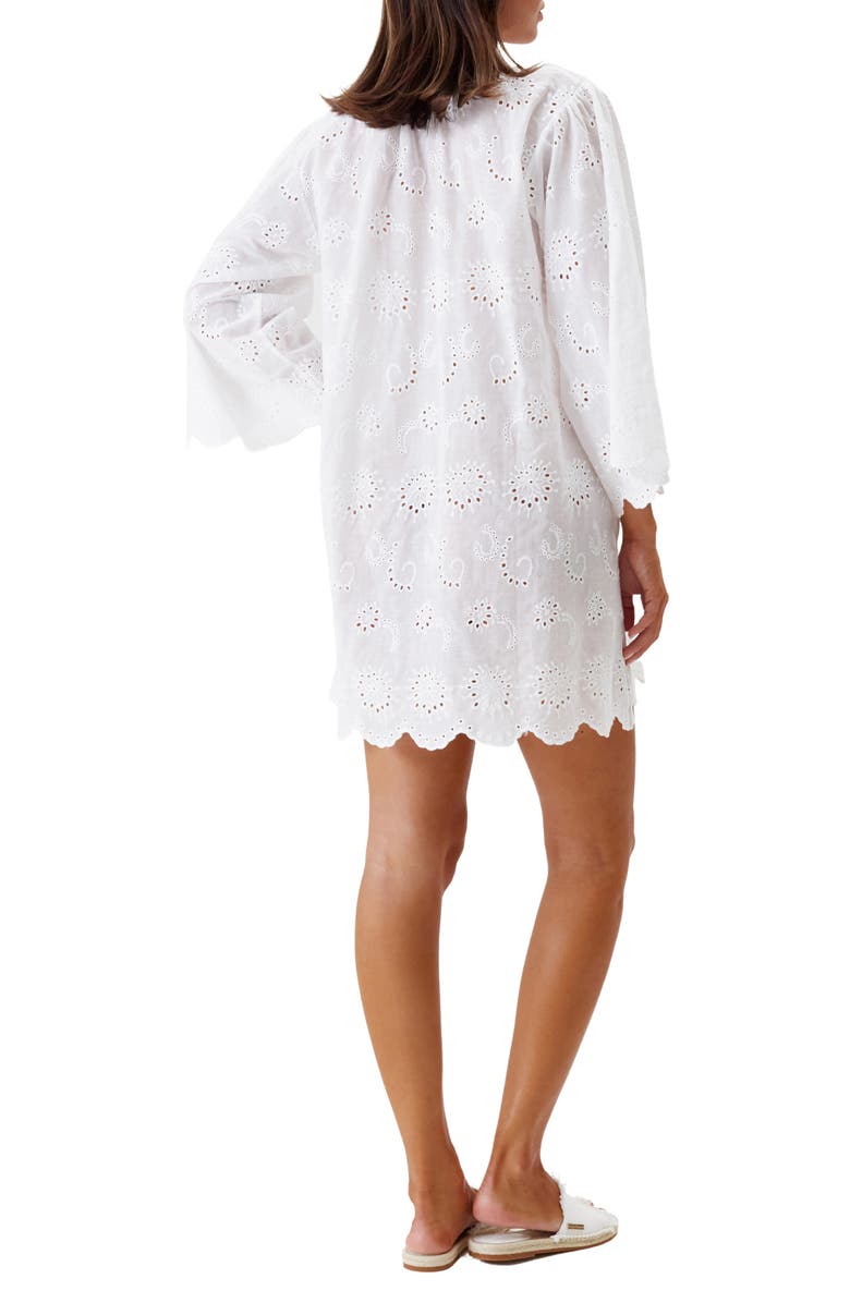 Melissa Odabash Lucy Embroidered Cotton Cover-Up Tunic, Alternate, color, White