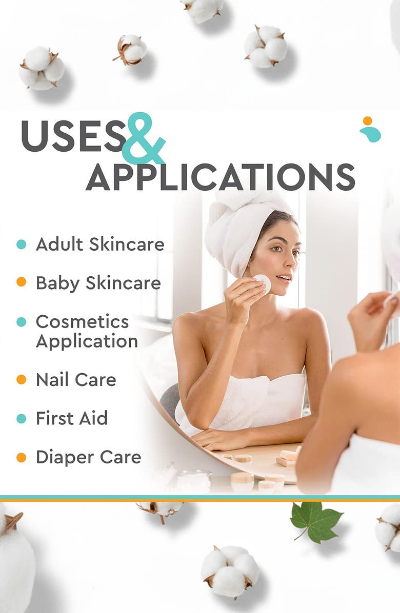 NOLEO 450-Pack Large Organic Cotton Pads, Alternate, color, White