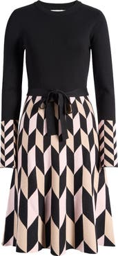 Eliza J Fit & Flare Long Sleeve Sweater Dress