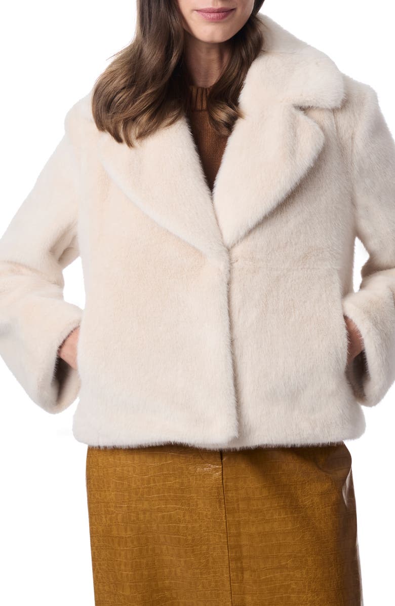 Bernardo Short Faux Fur Coat, Alternate, color, 