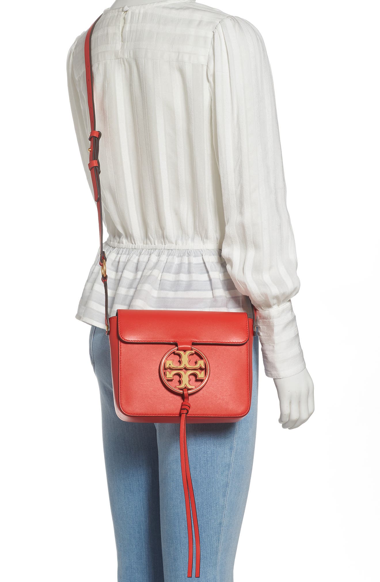 Miller Metal Logo Leather Flap Crossbody Bag, Alternate, color, BRIGHT SAMBA