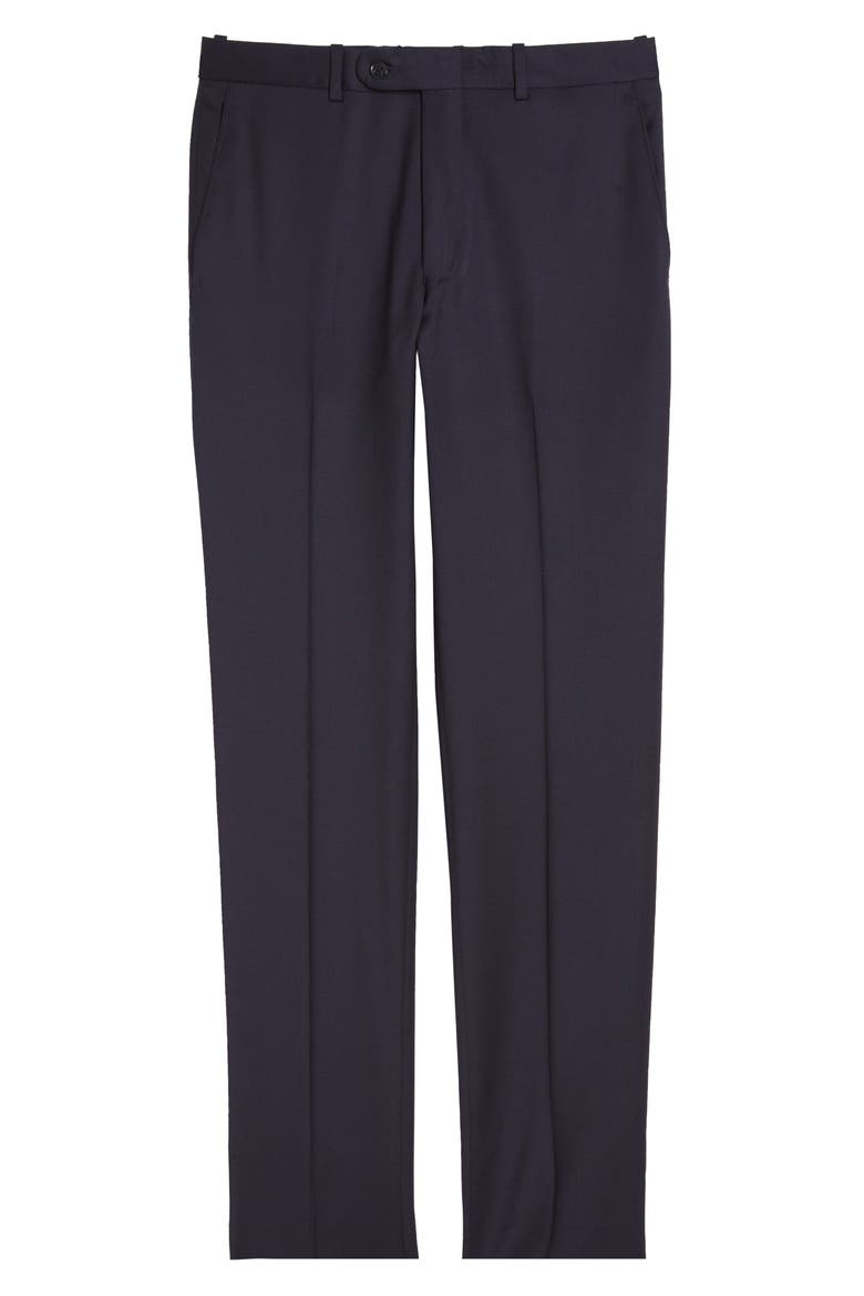Harker Flat Front Stretch Wool Twill Dress Pants, Alternate, color, NAVY