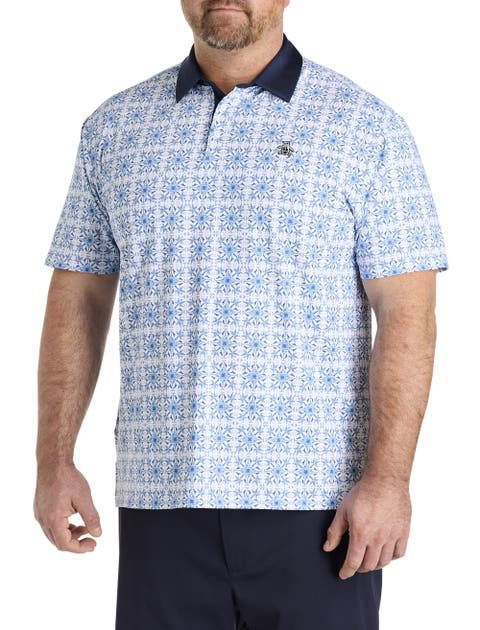 Big & Tall Pete's Cocktail Windowpane Patterned Polo Shirt