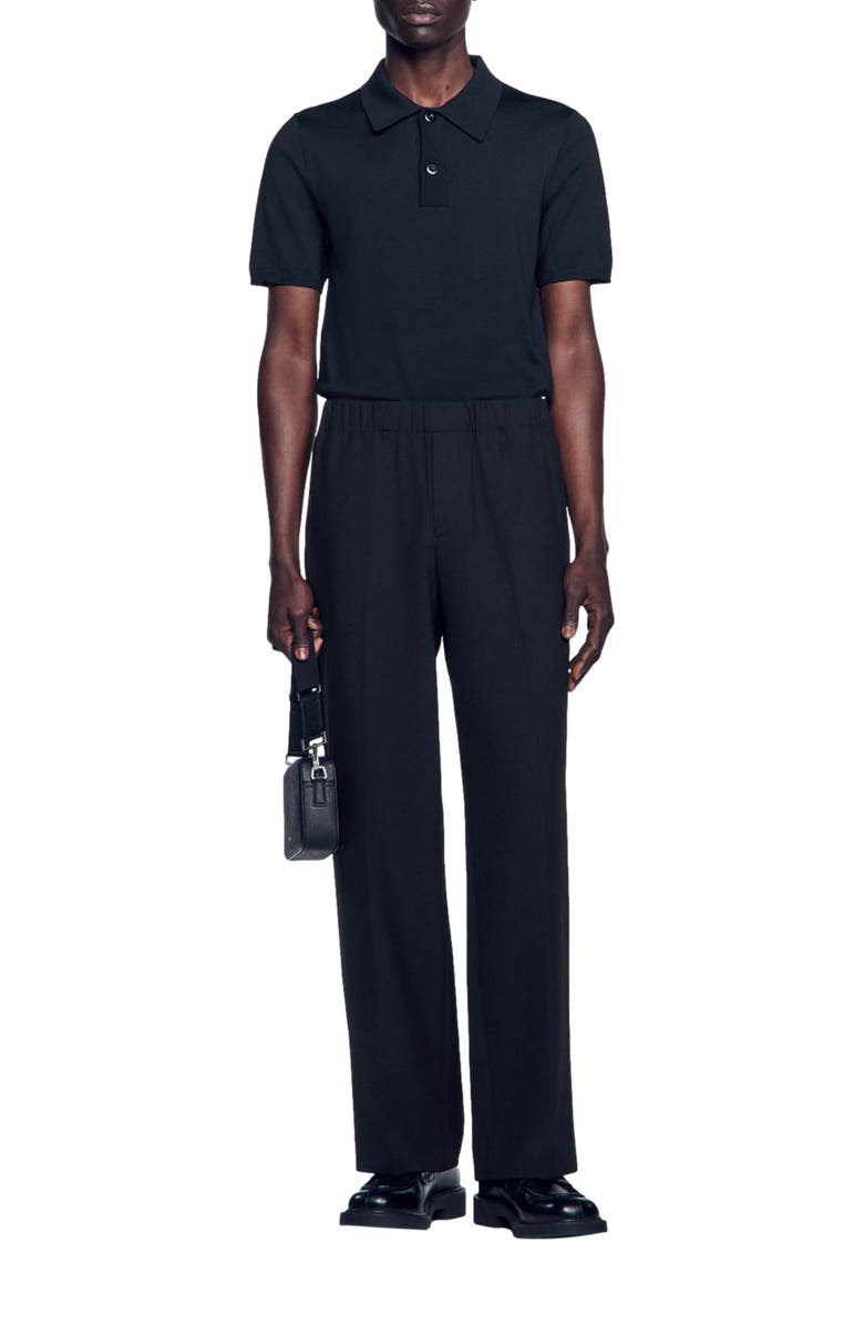 SANDRO Wide-leg trousers, Alternate, color, Black