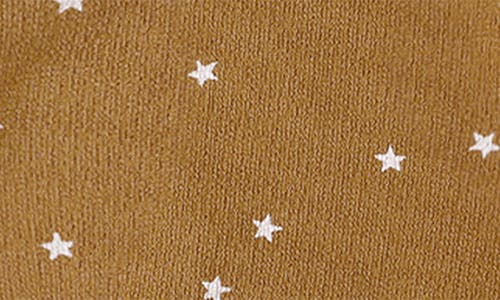 Rylee + Cru Spongey Star Print Stretch Cotton Knit Romper In Brown