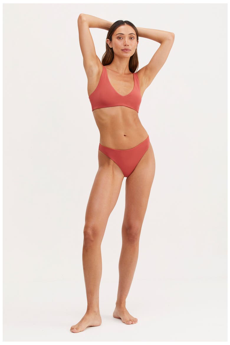 Kaia V-Neck Bra Swim Top, Alternate, color, CLAY/SPI