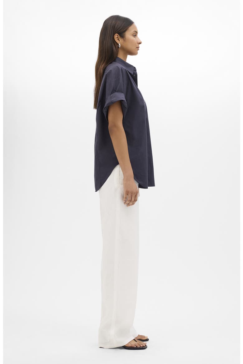 Poplin Short Sleeve Shirt, Alternate, color, Midnight