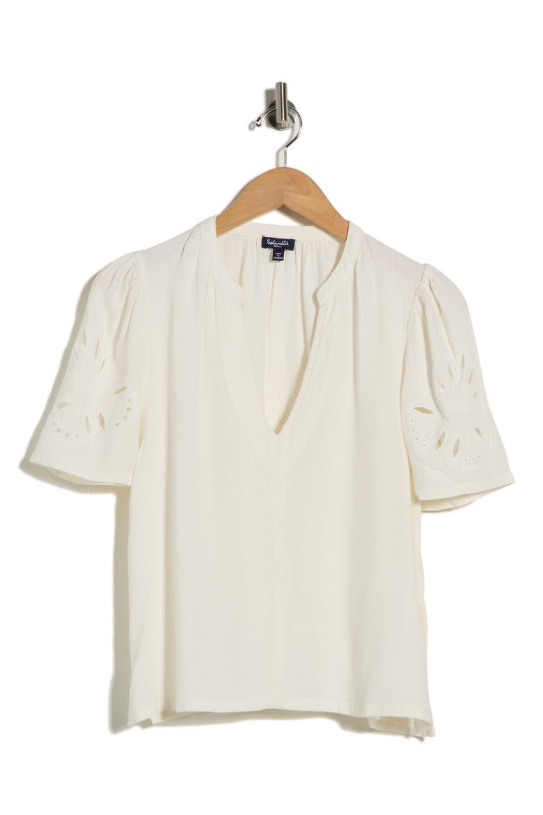 Cayden Embroidered Flutter Top, Alternate, color, PAPER WHITE