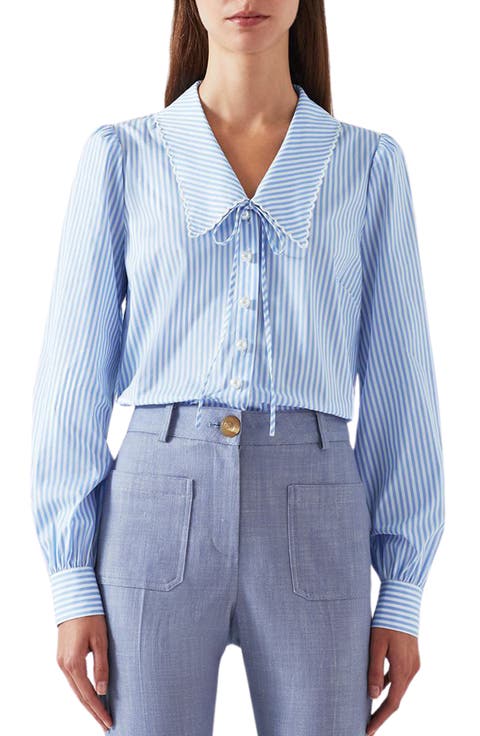 Beecham Stripe Collar Long Sleeve Top