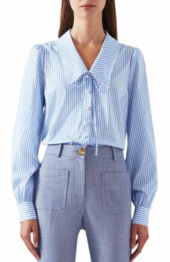 LK Bennett Beecham Stripe Collar Long Sleeve Top