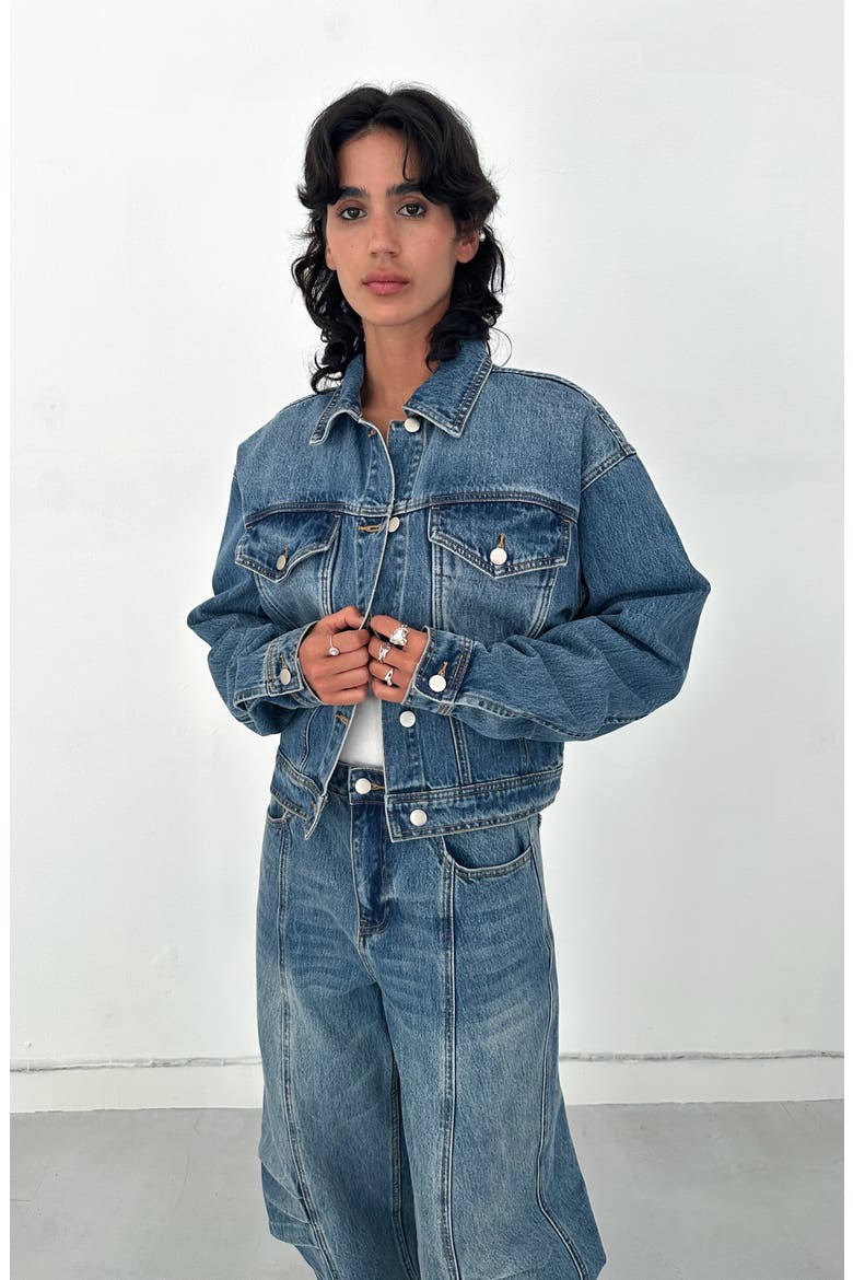 Noma Cotton Denim Jacket, Alternate, color, Medium Blue
