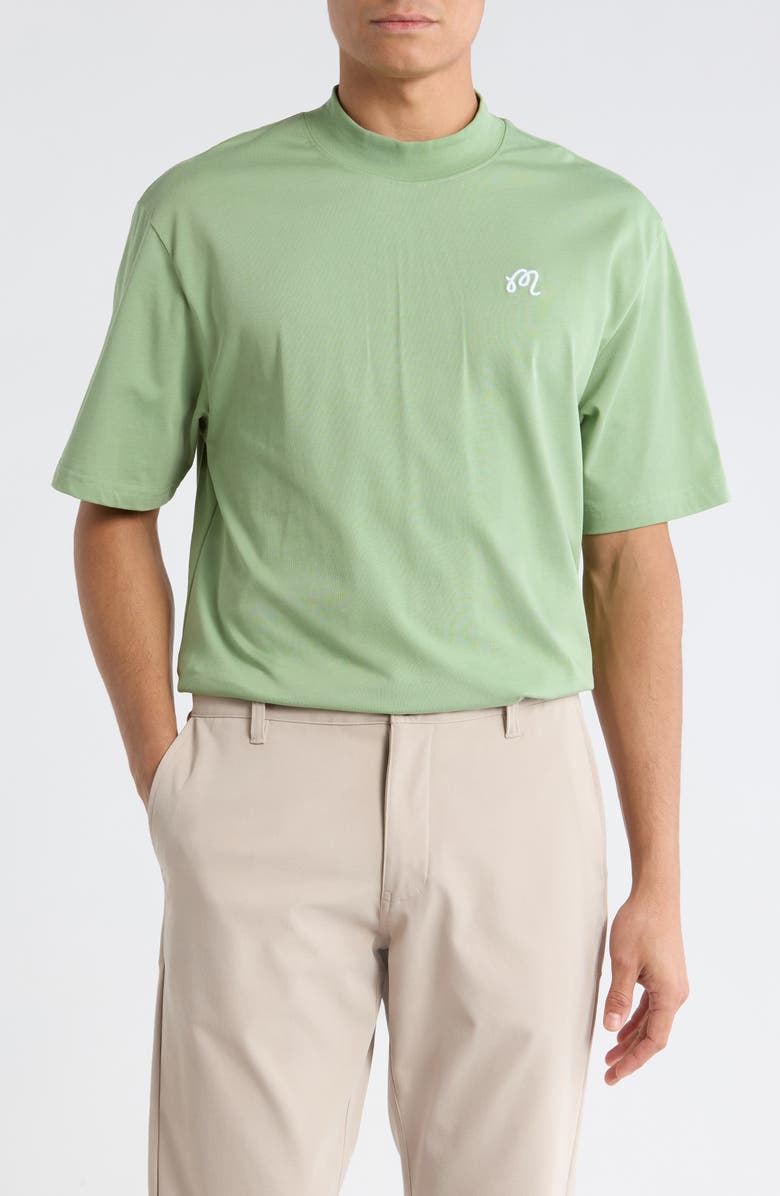 Malbon Golf Mare Mock Neck T-Shirt, Main, color, Seafoam Sage