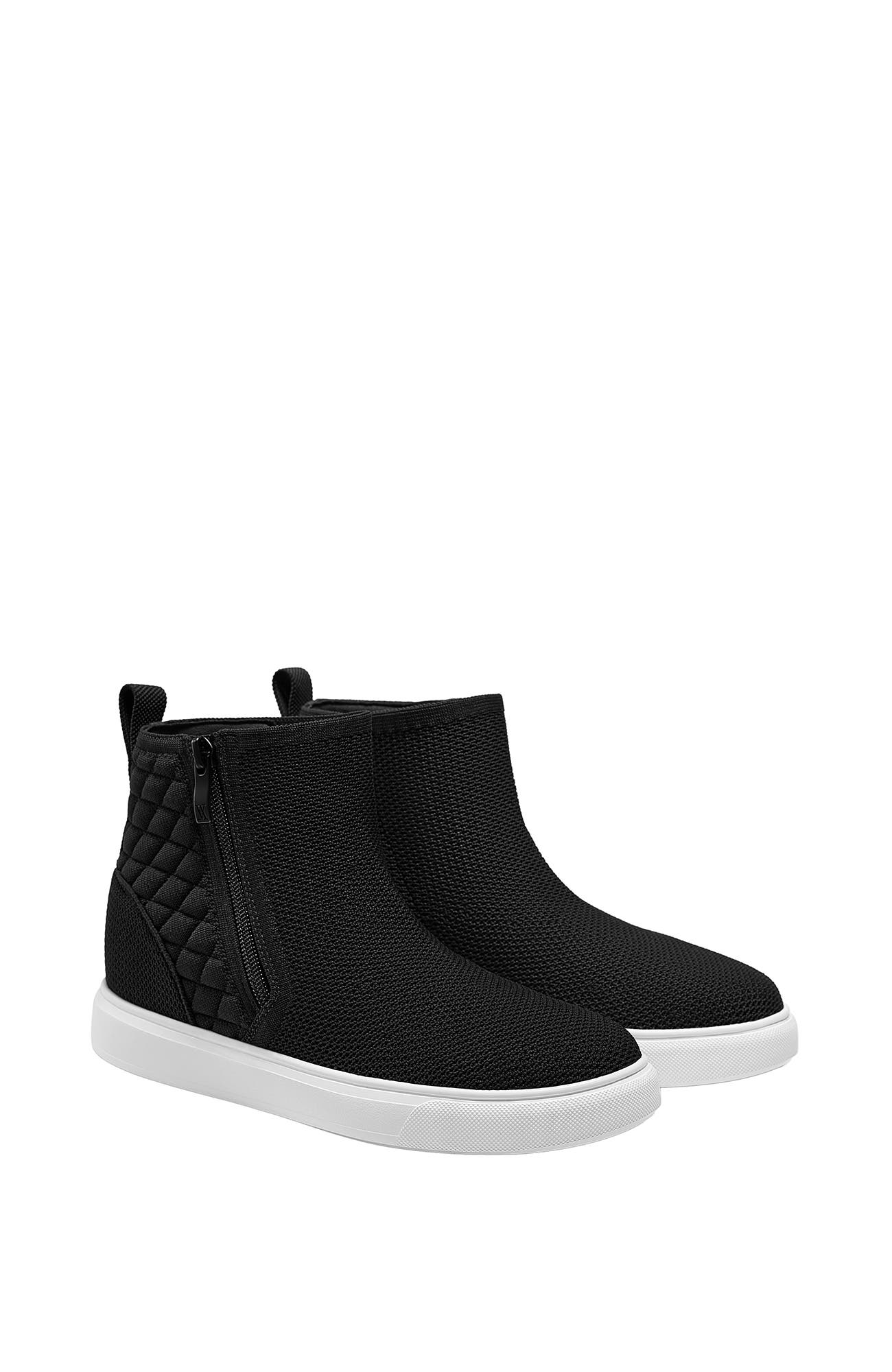 Casey Round-Toe Hidden Wedge Sneakers, Main, color, Black
