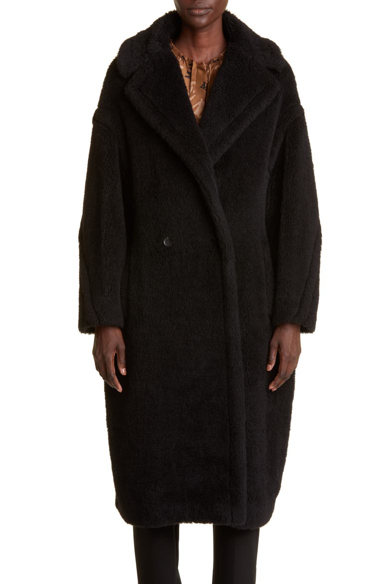 Tedgirl Double Breasted Alpaca Blend Coat, Main, color, BLACK