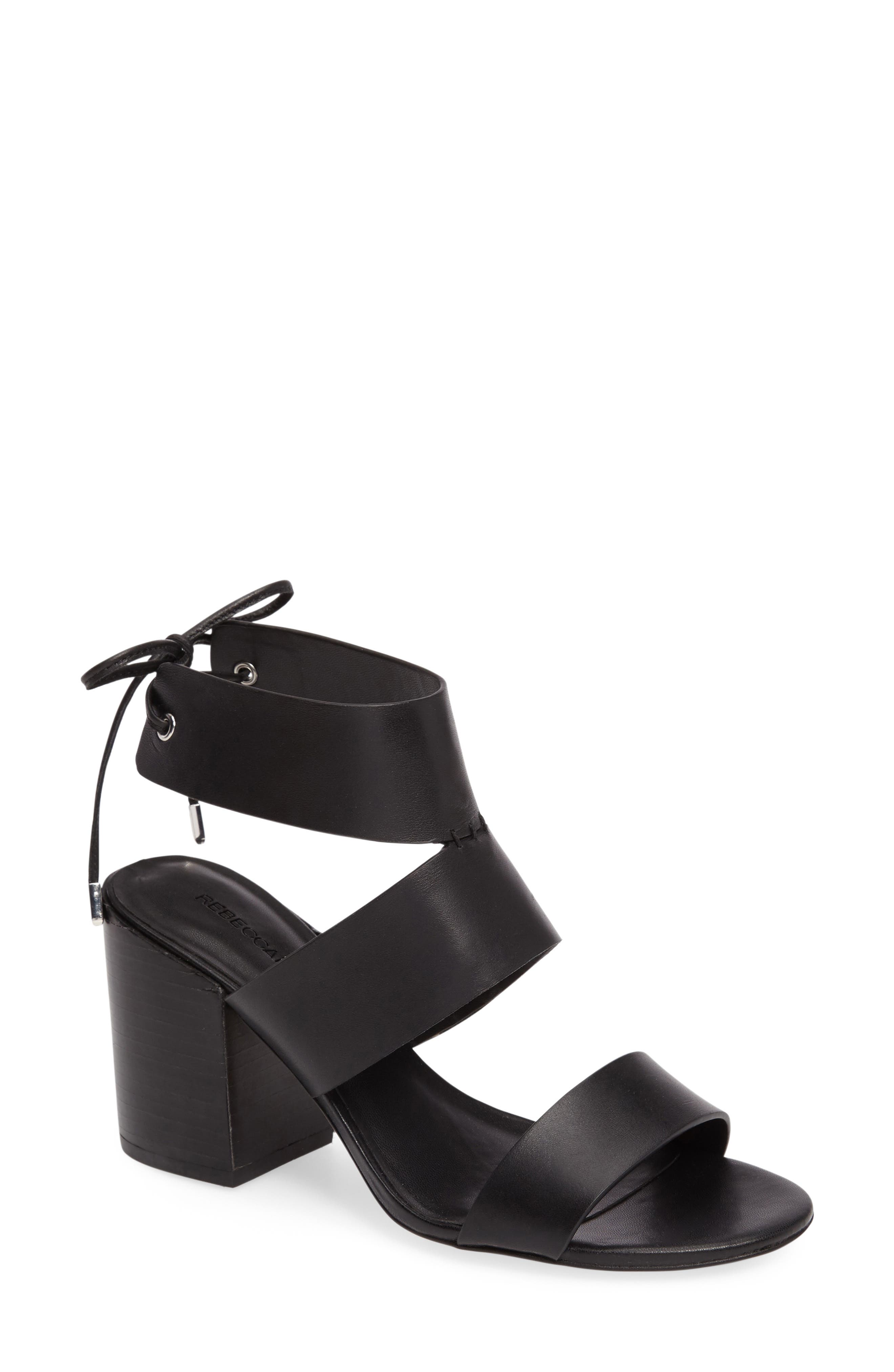 'Christy' Ankle Cuff Sandal, Main, color, BLACK VACHETTA