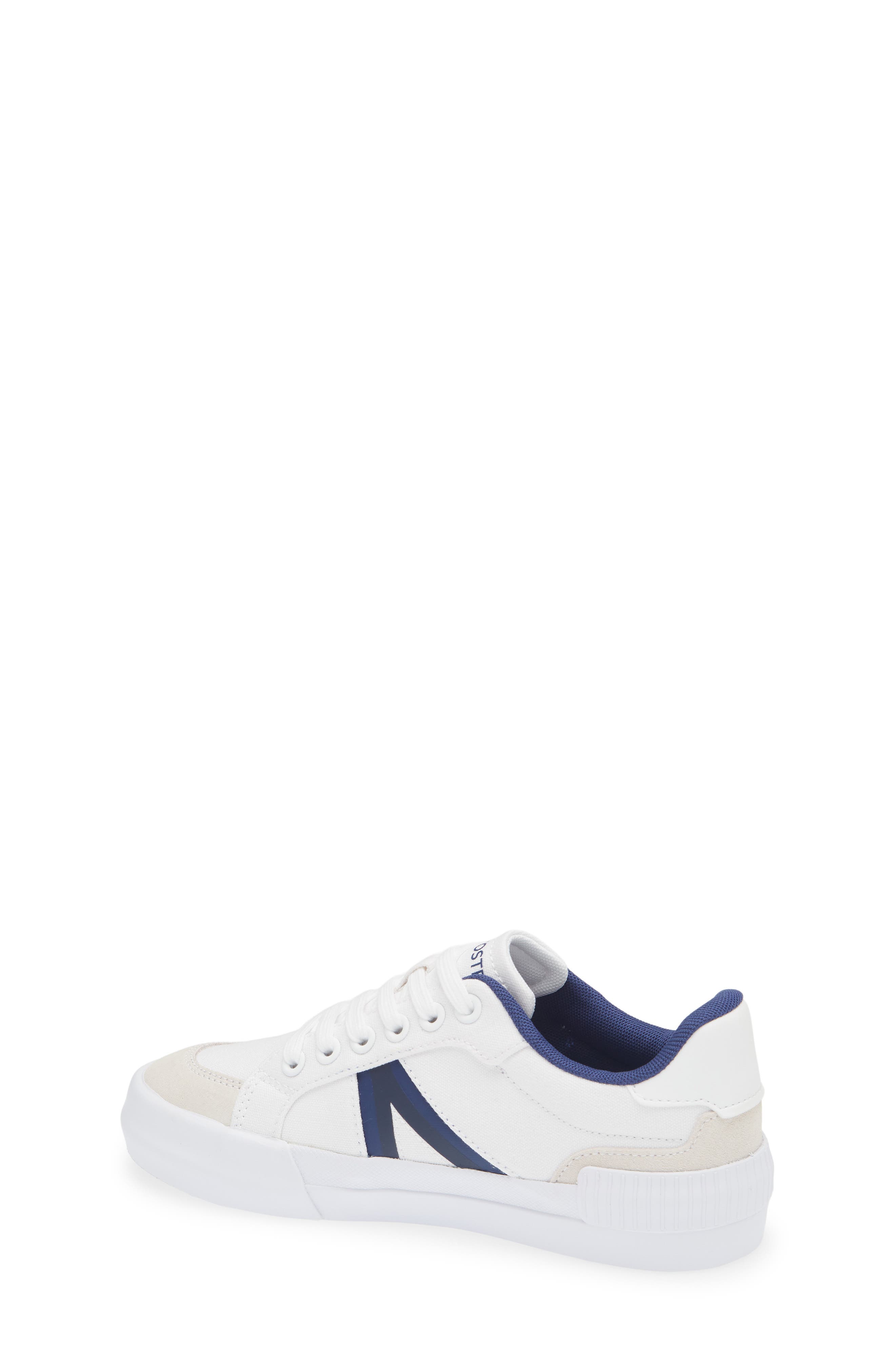 Lacoste Kids' Lace-Up Sneaker, Alternate, color, White/ Navy