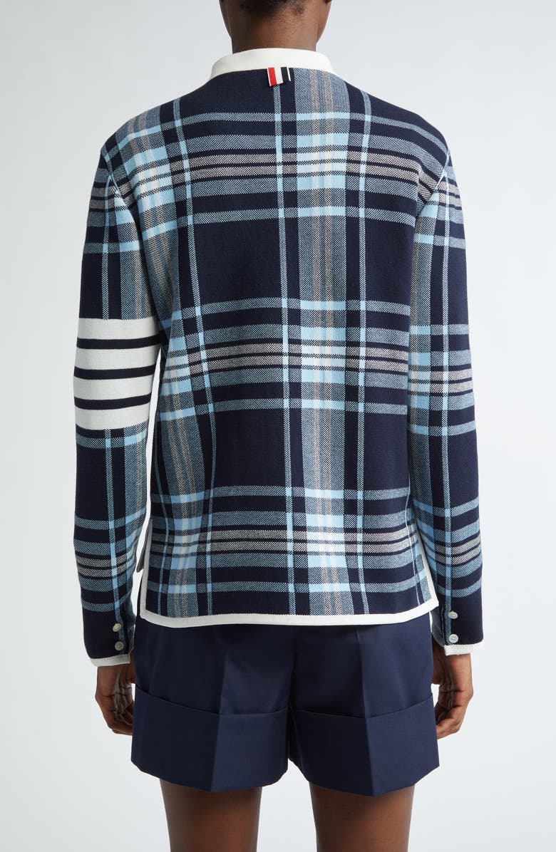 Thom Browne School Tartan Jacquard Cardigan, Alternate, color, 